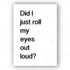 Typo-gra-phy DID I JUST ROLL MY EYES OUT LOUD - Contemporary Cool Paper Aluminium Poster Print Art For The Home