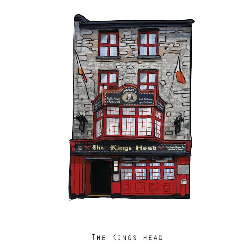 Cowfield Design The KINGS HEAD - Galway Pub Print - Made In Ireland Irish Pub Prints