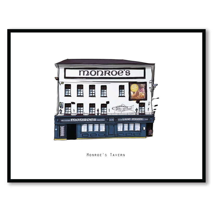 Cowfield Design MONROE’S TAVERN - Galway Pub Print - Made In Ireland Irish Pub Prints