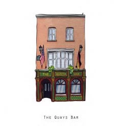 Cowfield Design The QUAYS BAR - Dublin Pub Print - Made In Ireland Irish Pub Prints