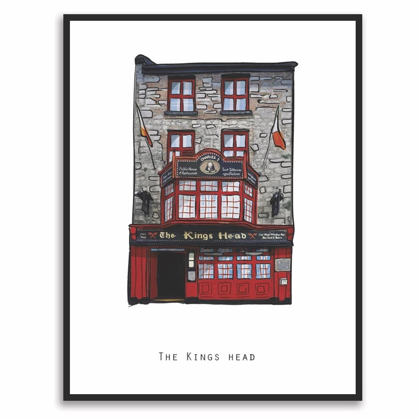 Cowfield Design The KINGS HEAD - Galway Pub Print - Made In Ireland Irish Pub Prints