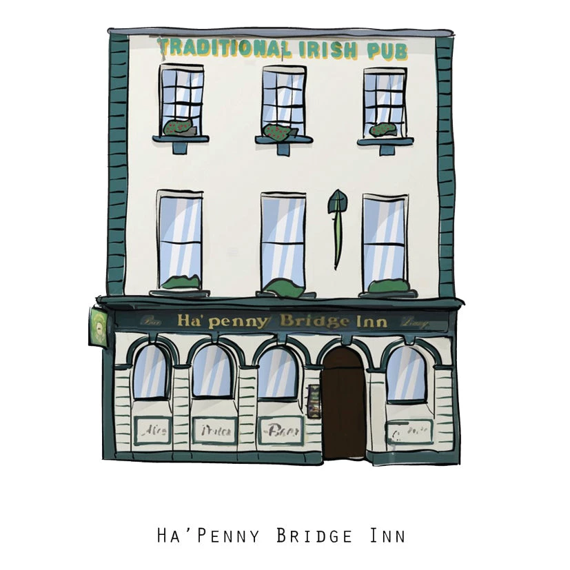 Cowfield Design HA’PENNY BRIDGE INN - Dublin Pub Print - Made In Ireland