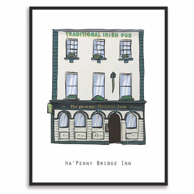 Cowfield Design HA’PENNY BRIDGE INN - Dublin Pub Print - Made In Ireland