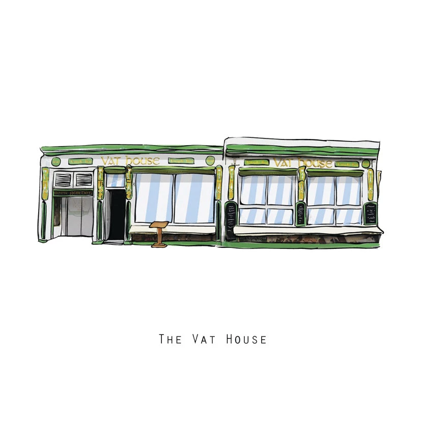Cowfield Design The VAT HOUSE - Dublin Pub Print - Made In Ireland Irish Pub Prints