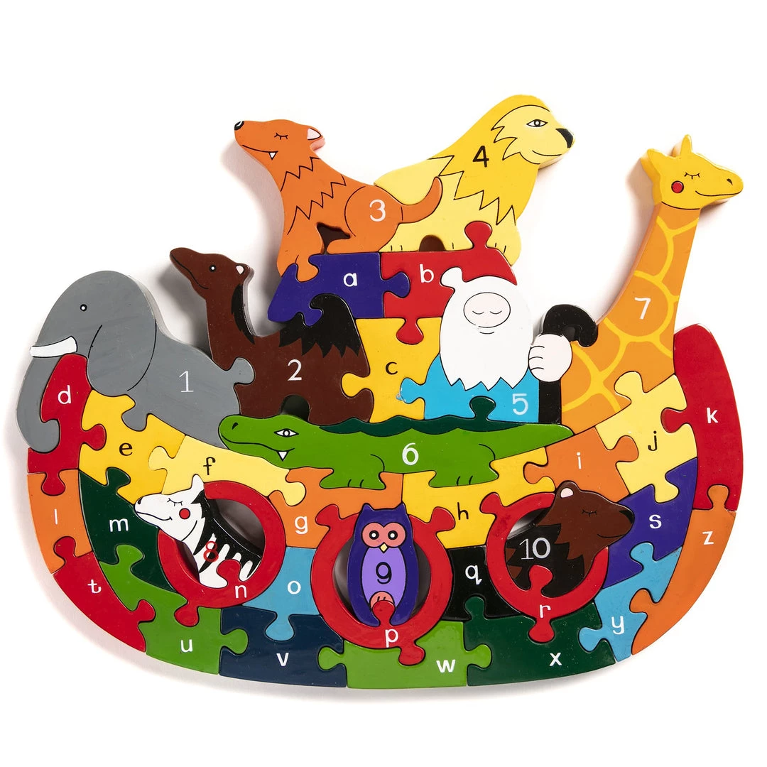 Wooden Jigsaw Puzzles NOAH'S ARK - Wooden Alphabet Jigsaw Puzzle