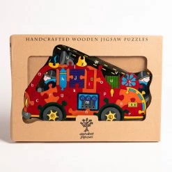 FIRE ENGINE - Wooden Alphabet Jigsaw Puzzle