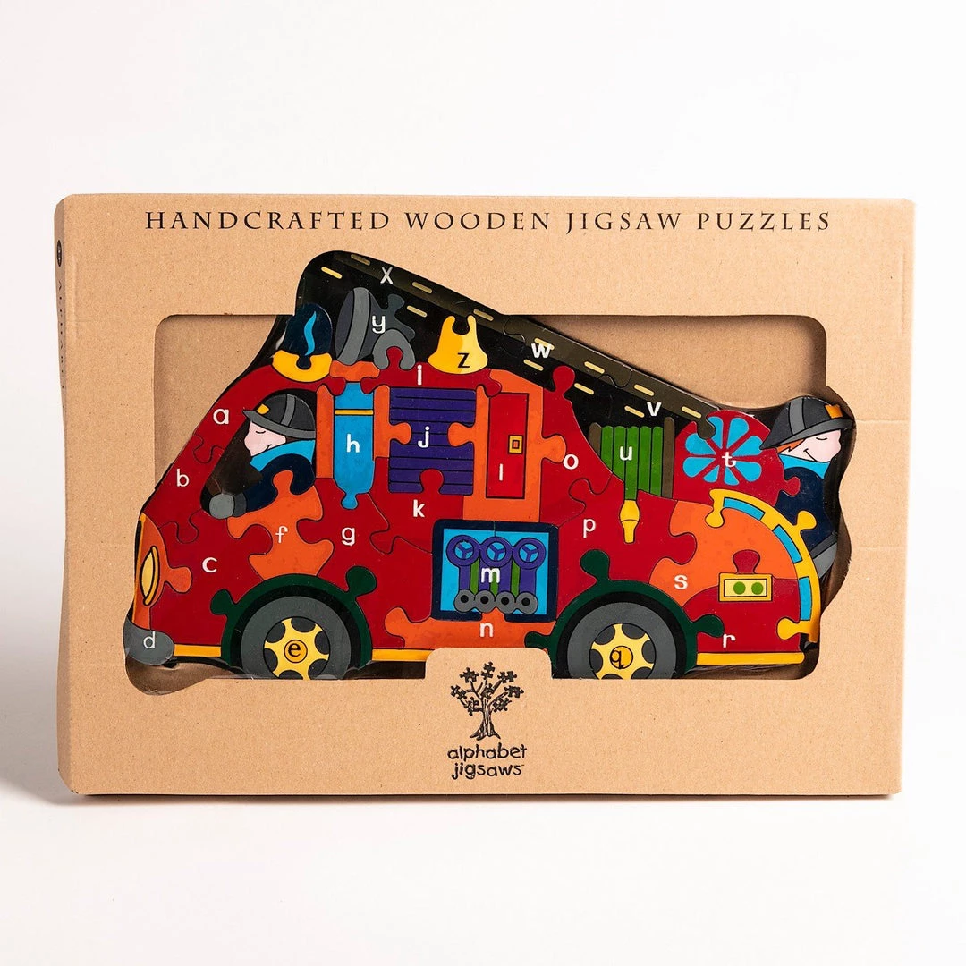 FIRE ENGINE - Wooden Alphabet Jigsaw Puzzle