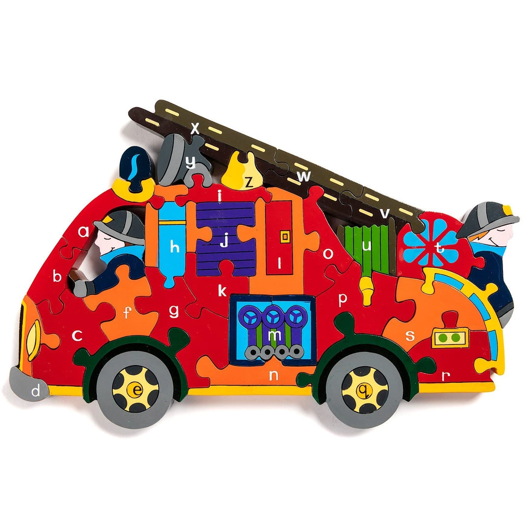 FIRE ENGINE - Wooden Alphabet Jigsaw Puzzle