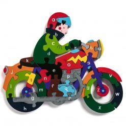 Wooden Jigsaw Puzzles MOTORBIKE - Wooden Alphabet Jigsaw Puzzle