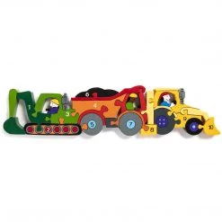 Alphabet Jigsaw CONSTRUCTION ROW - Wooden Number Jigsaw Puzzle Wooden Jigsaw Puzzles