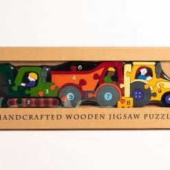 Alphabet Jigsaw CONSTRUCTION ROW - Wooden Number Jigsaw Puzzle Wooden Jigsaw Puzzles