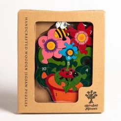 Alphabet Jigsaw FLOWERPOT - Wooden Number Jigsaw Puzzle Wooden Jigsaw Puzzles