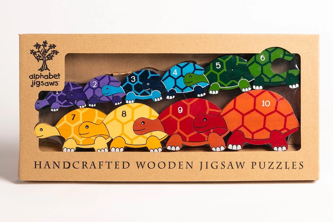 Alphabet Jigsaw TORTOISE ROW - Wooden Number Jigsaw Puzzle Wooden Jigsaw Puzzles