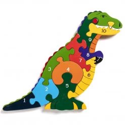 Alphabet Jigsaw T-REX - Wooden Number Jigsaw Puzzle Wooden Jigsaw Puzzles