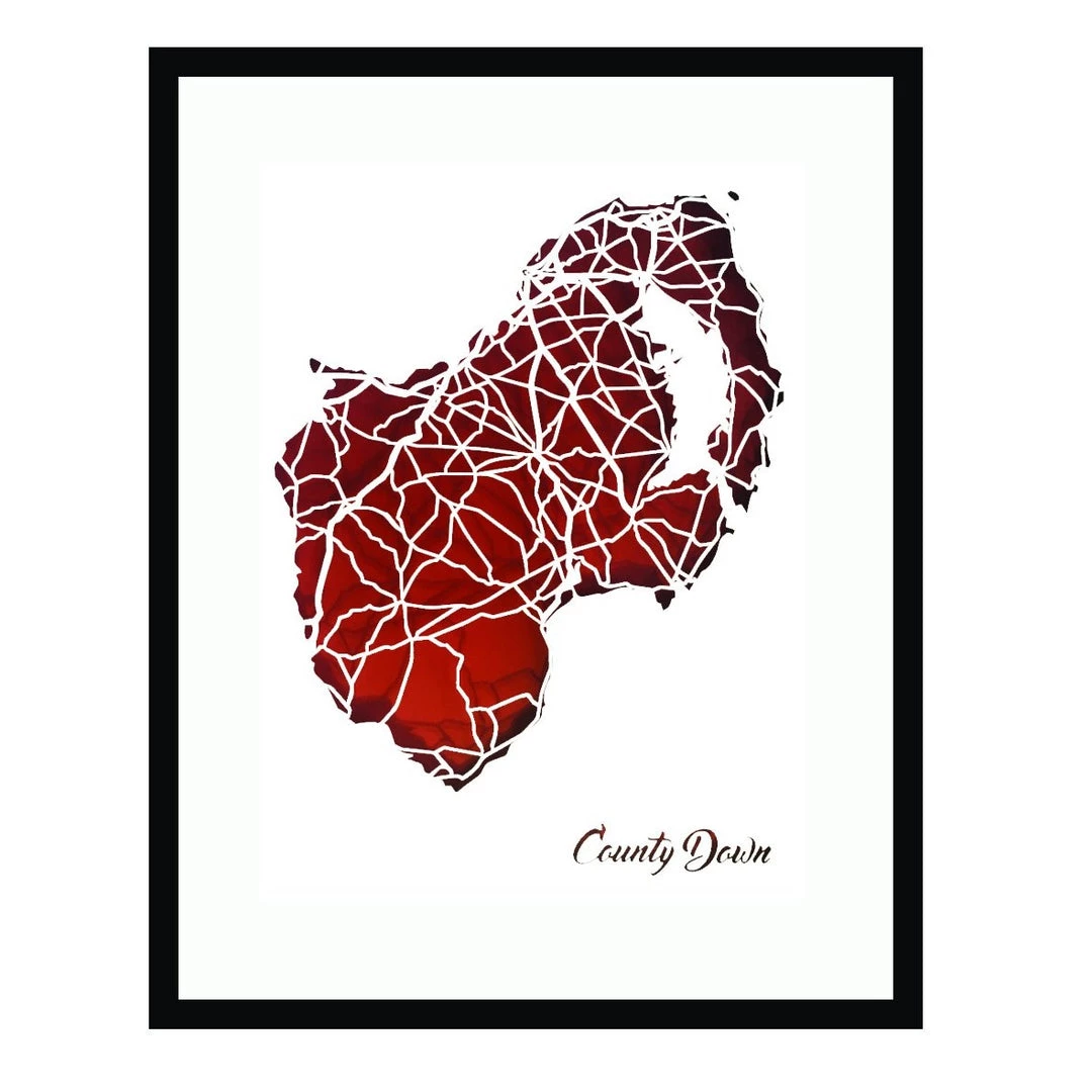 BB Papercuts County DOWN - Papercut Map - Designed Imagined Made In Ireland Places