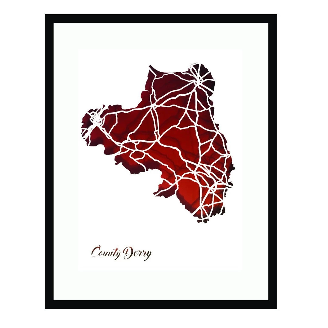 BB Papercuts Places County DERRY - Papercut Map - Designed Imagined Made In Ireland