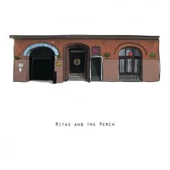 Cowfield Design RITAS AND THE PERCH - Belfast Pub Print - Made In Ireland Irish Pub Prints