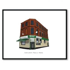 Cowfield Design SUNFLOWER PUBLIC HOUSE - Belfast Pub Print - Made In Ireland Irish Pub Prints