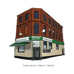 Cowfield Design SUNFLOWER PUBLIC HOUSE - Belfast Pub Print - Made In Ireland Irish Pub Prints