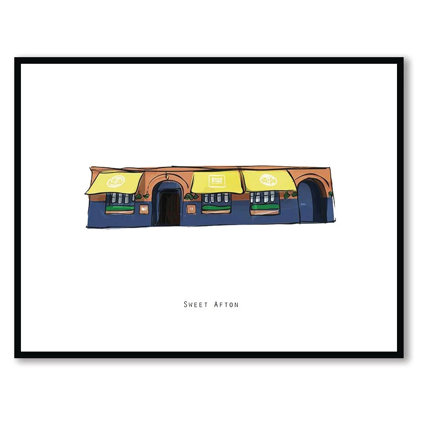 Cowfield Design Irish Pub Prints SWEET AFTON - Belfast Pub Print - Made In Ireland