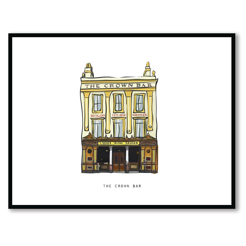 Cowfield Design The CROWN - Belfast Pub Print - Made In Ireland Irish Pub Prints
