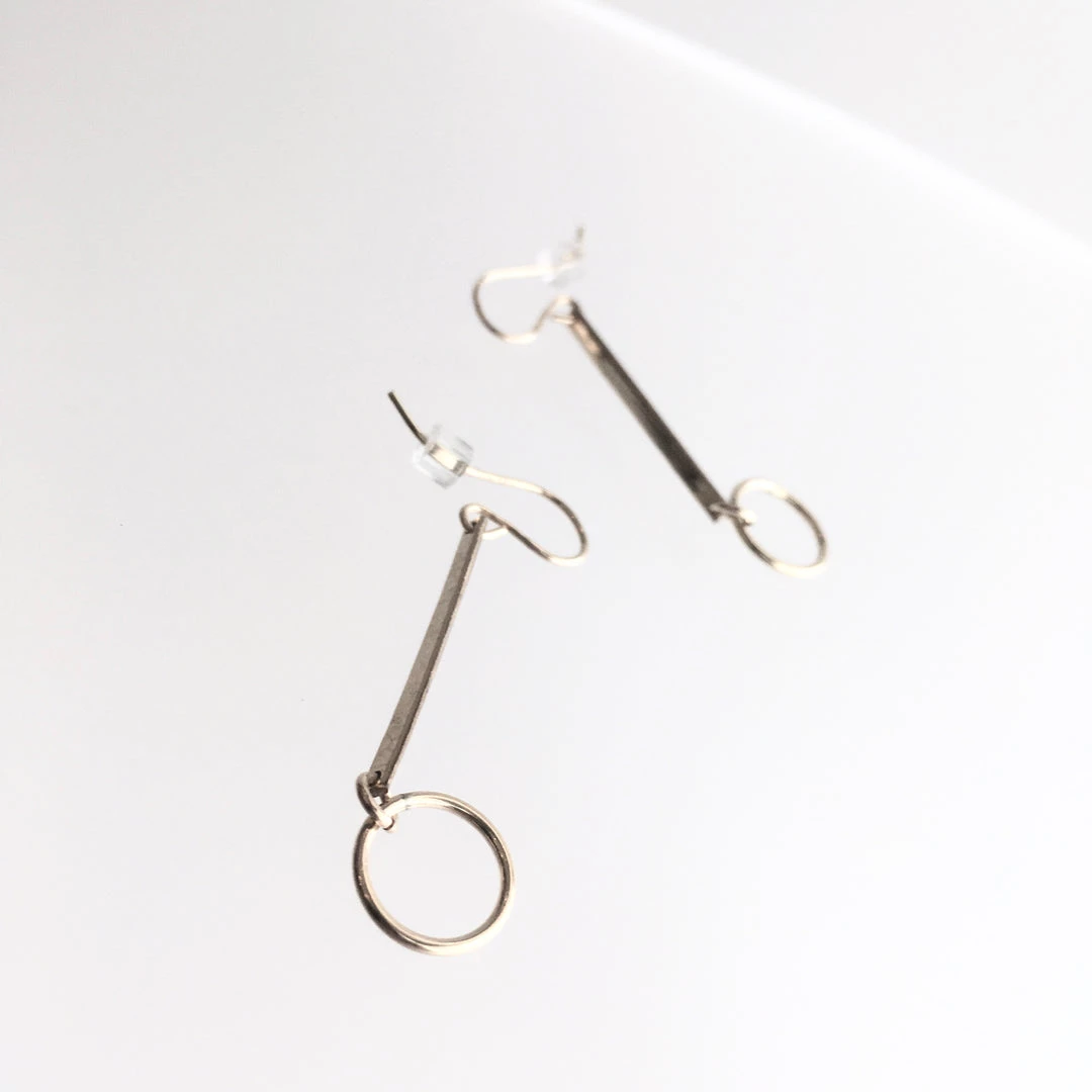 A Box For My Treasure BAR HOOP DROP Earrings Gold Plated