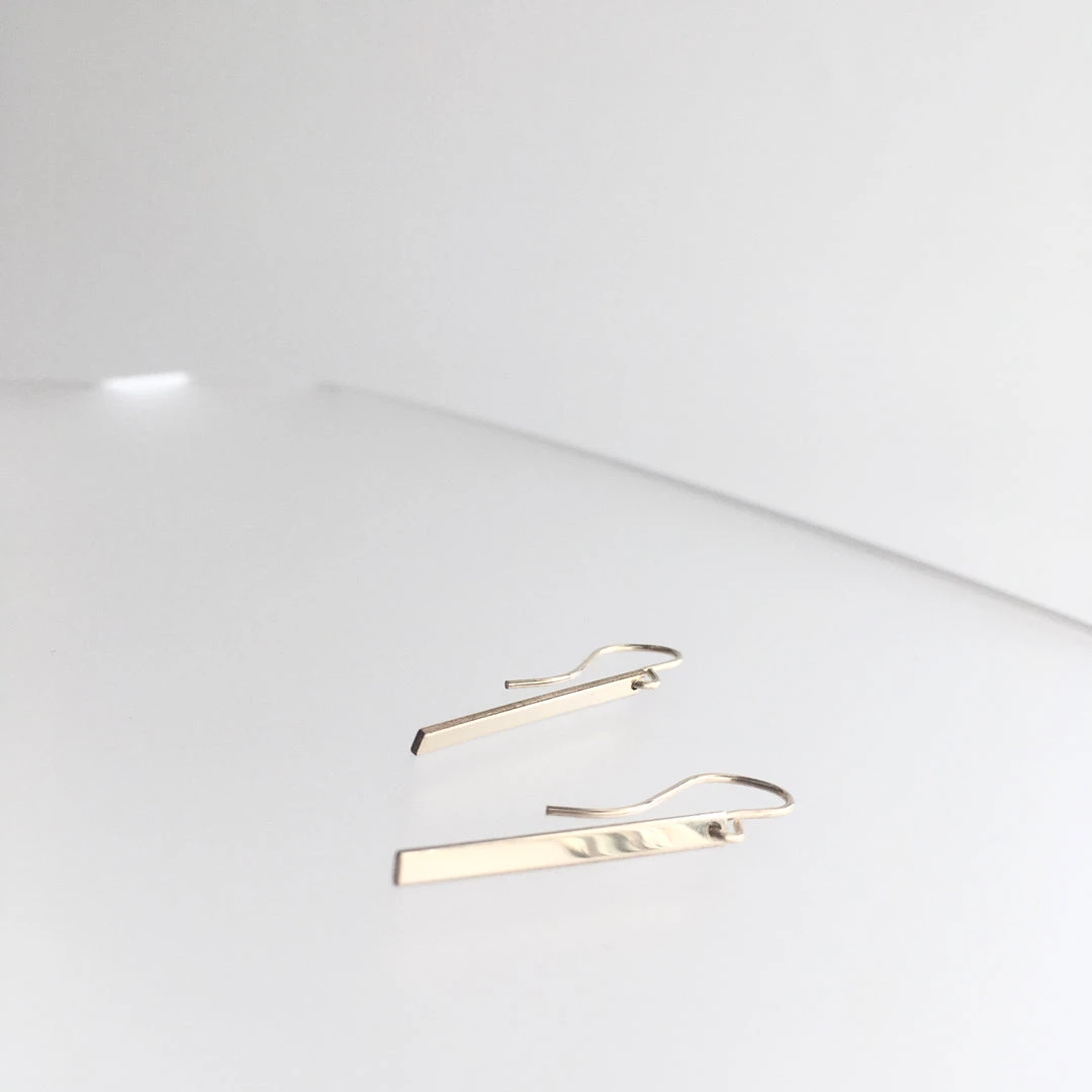 A Box For My Treasure BAR DROP Earrings Gold Plated