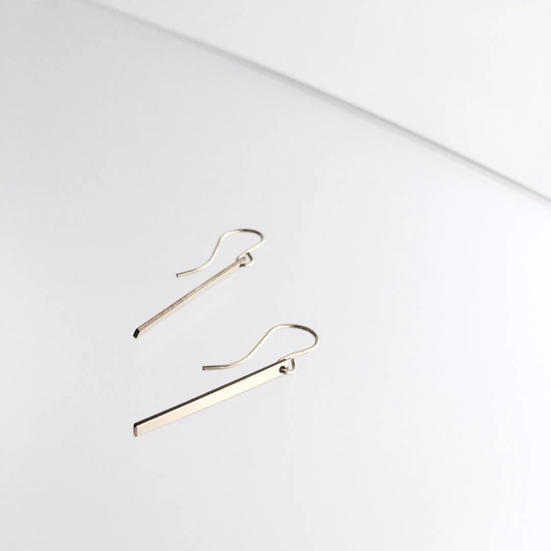 A Box For My Treasure BAR DROP Earrings Gold Plated