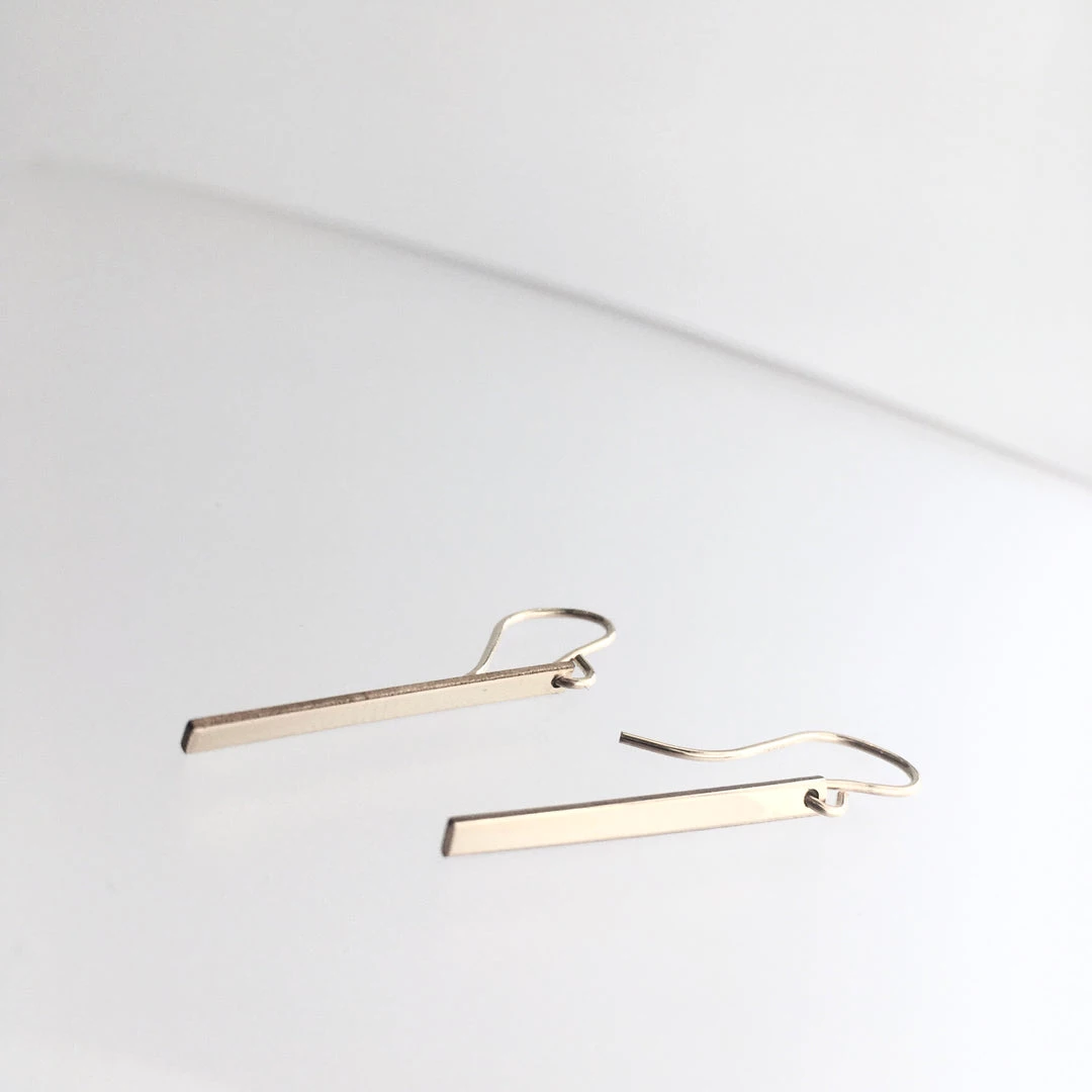 A Box For My Treasure BAR DROP Earrings Gold Plated
