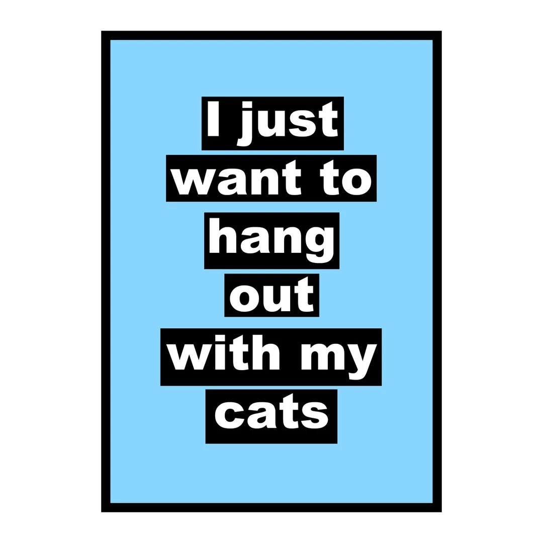 Typo-gra-phy I Just Want To Hang Out With My Cats