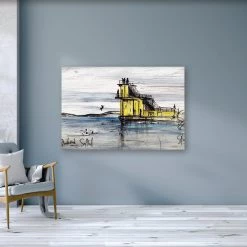 Stephen Farnan Studio DIVING OFF BLACKROCK - Iconic Yellow Sea Diving Boards Salthill Galway Ireland By Stephen Farnan