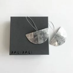 Daki Daki HALF MOON EARRINGS Textured Aluminium Large - Contemporary Made In Dublin Ireland