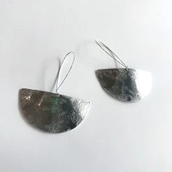 Daki Daki HALF MOON EARRINGS Textured Aluminium Large - Contemporary Made In Dublin Ireland