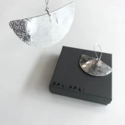 Daki Daki HALF MOON EARRINGS Textured Aluminium Large - Contemporary Made In Dublin Ireland