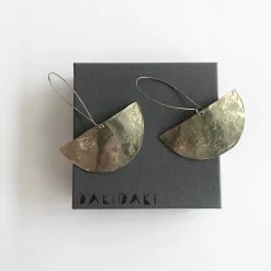 Daki Daki HALF MOON EARRINGS Textured Brass Large - Contemporary Made In Dublin Ireland
