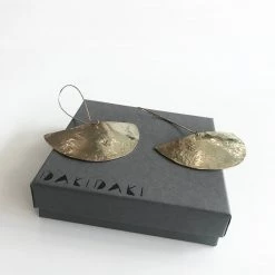 Daki Daki HALF MOON EARRINGS Textured Brass Large - Contemporary Made In Dublin Ireland