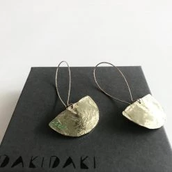 Daki Daki HALF MOON EARRINGS Textured Brass Small - Contemporary Made In Dublin Ireland