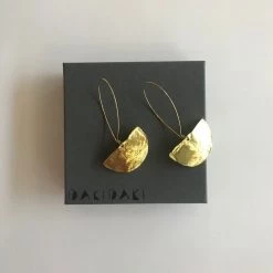 Daki Daki HALF MOON EARRINGS Textured Brass Small - Contemporary Made In Dublin Ireland