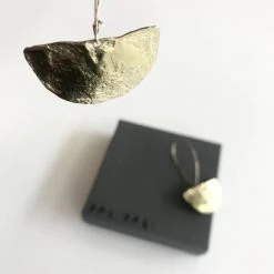 Daki Daki HALF MOON EARRINGS Textured Brass Small - Contemporary Made In Dublin Ireland