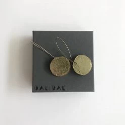 Daki Daki Disc EARRINGS Textured Brass - Contemporary Made In Dublin Ireland