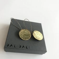 Daki Daki Disc EARRINGS Textured Brass - Contemporary Made In Dublin Ireland