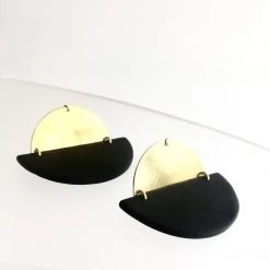 Daki Daki EARRINGS Black + Brass Textured - Contemporary Made In Dublin Ireland