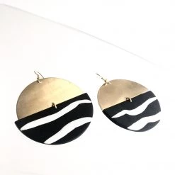 Daki Daki EARRINGS ZEBRA + Brass Textured - Contemporary Made In Dublin Ireland