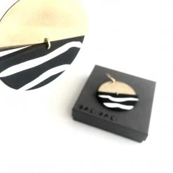Daki Daki EARRINGS ZEBRA + Brass Textured - Contemporary Made In Dublin Ireland