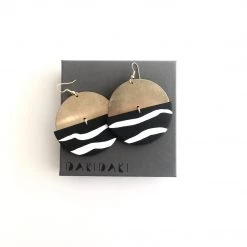 Daki Daki EARRINGS ZEBRA + Brass Textured - Contemporary Made In Dublin Ireland