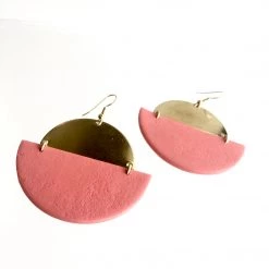 Daki Daki EARRINGS Pinky + Brass Textured - Contemporary Made In Dublin Ireland