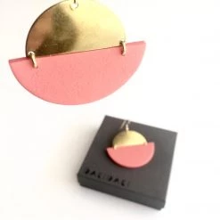 Daki Daki EARRINGS Pinky + Brass Textured - Contemporary Made In Dublin Ireland
