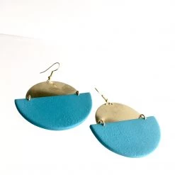 Daki Daki EARRINGS Turquoise + Brass Textured - Contemporary Made In Dublin Ireland