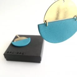 Daki Daki EARRINGS Turquoise + Brass Textured - Contemporary Made In Dublin Ireland