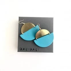Daki Daki EARRINGS Turquoise + Brass Textured - Contemporary Made In Dublin Ireland